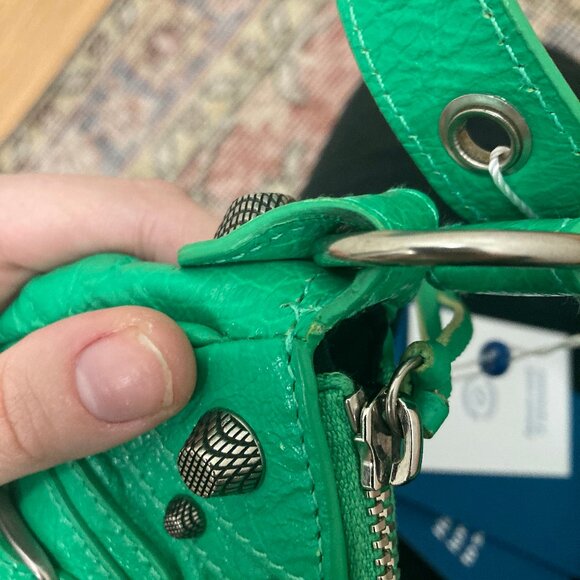 Authentic Balenciaga Le Cagole Giant Studs Shoulder Bag XS Apple Green - Picture 10 of 11